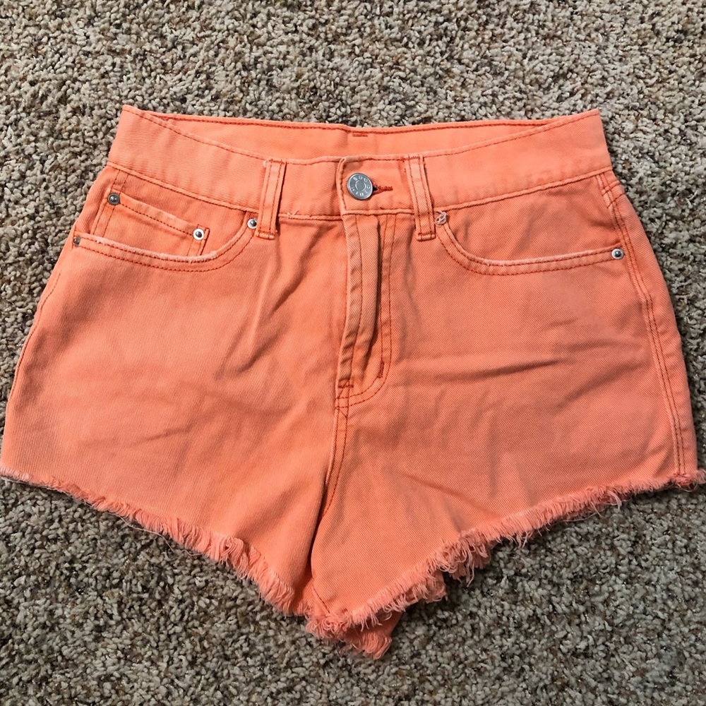 BDG Orange Girlfriend High Rise Jean Shorts